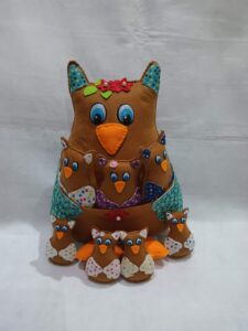 almofada família completa de corujas